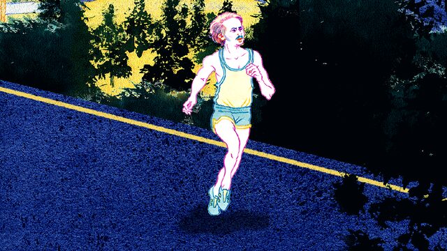 An illustrated runner on an open road